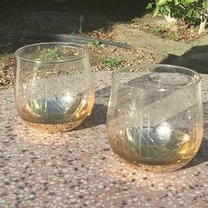 Set of Anthropologie wine cocktail glasses Mid century vibe gold and etched